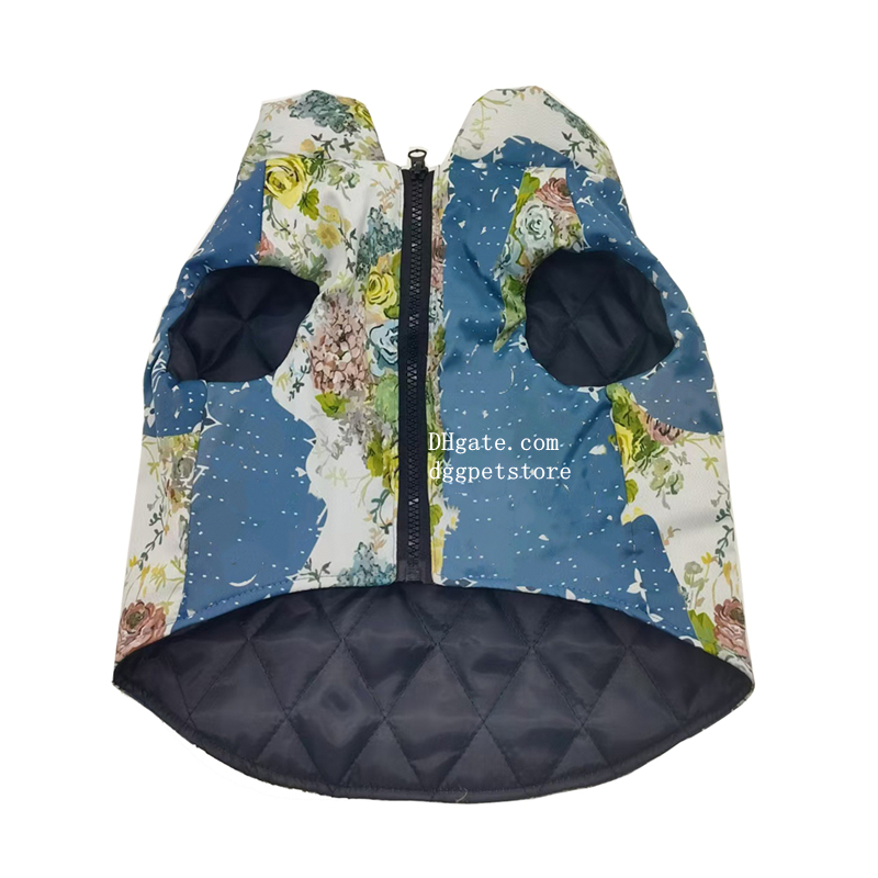 Designer Dog Clothes Luxury Dog Puffer Vest High-End Brand Old Floral Pattern Quilted Pet Jacket for Small Medium Dogs Pink Red Available Multiple Sizes Y247