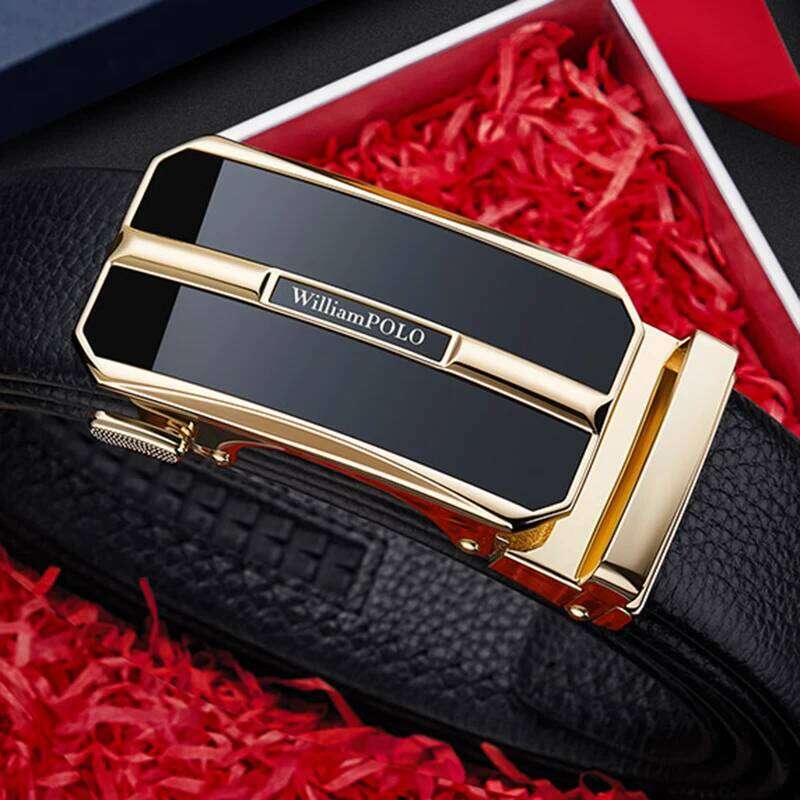 Men's leather with automatic buckle, fashionable belt, high-end business belt Y260225