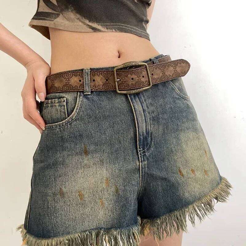 Pattern Print Retro Y2K Belts for Women Luxury Designer Brand Buckle Pin Waist Belt Female Pu Leather Hip Hop Fashion Waistband Y260225