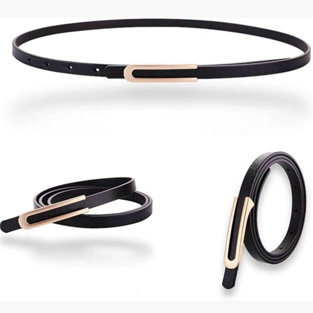 Women's Fashion Elegant Skinny Slim Genuine Leather Belts Waistband Thin Waist Belt With Gold Color Alloy Buckle Y260225
