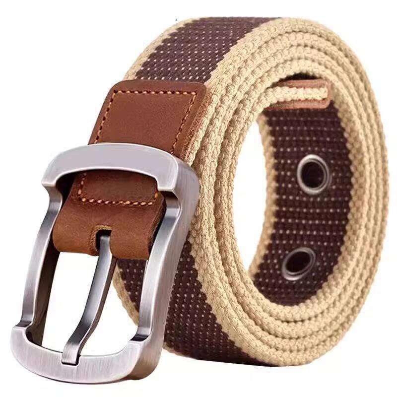 Fashionable Trendy Canvas Men's and Women's Casual Belt Student Youth Cargo Pants Needle Buckle Wide Neutral Belts Y260225