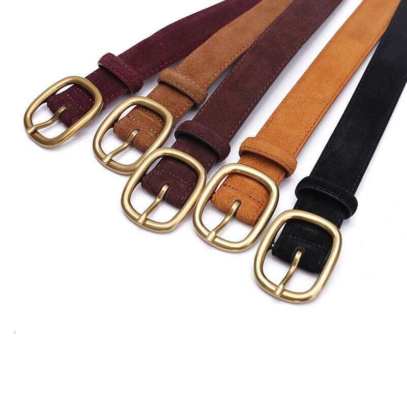 Luxury Women's Vintage Suede Belts Fashion Leather Waist Belt for Casual Dress Jeans Ladies Gold Buckle Waistband Y260225