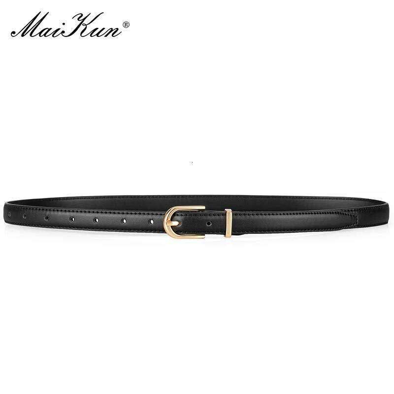 Maikun Skinny Women Gold Alloy Buckle Faux Leather Belt For Dress Y260225