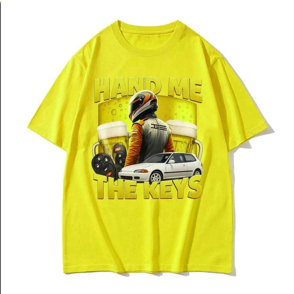 Funny Hand Me The Keys Alcohol Beer T Shirt Drinking and Driving Meme T-shirts Women Summer Hip Hop Fashion Clothing C260225