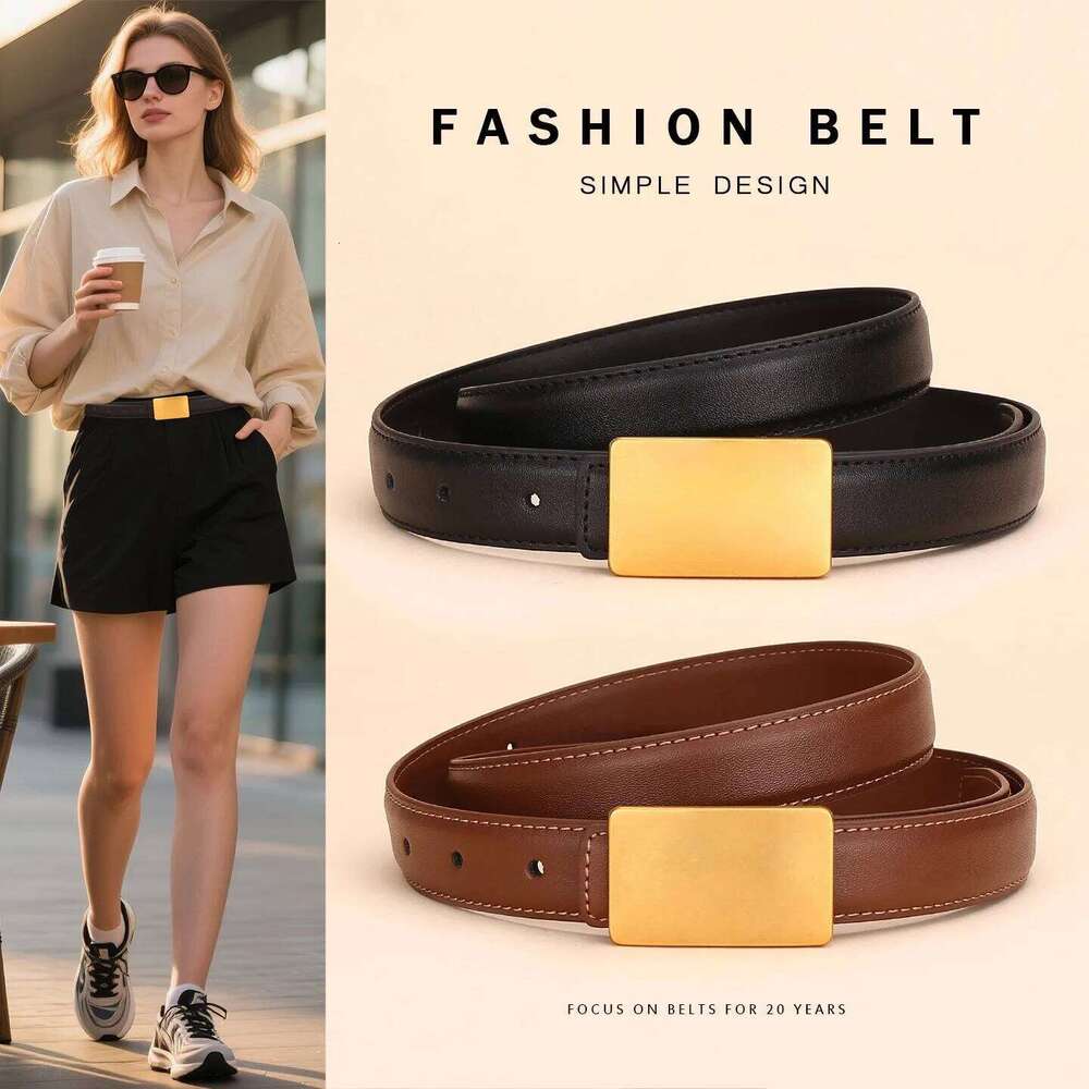 Women's Leather Belt Luxury Brand Waist Chain for Jeans and Dress Retro Pyramid Buckle Double Sided Belts Y260225