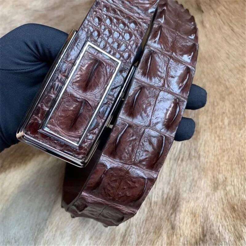 Fashion Stylish Authentic Crocodile Skin Smooth Buckle Men Belt For Suits Genuine Real Alligator Leather Male Waist Strap Y260225