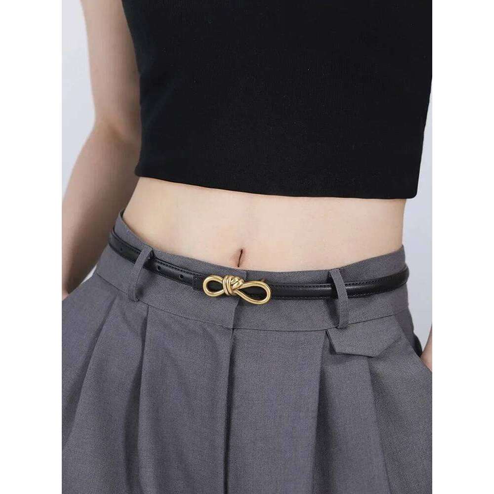 2025 New Retro Vintage Gold Designer Genuine Leather Women Fashion Belt Knot Buckle Waistband Cummerbund for Dress Jeans Y260225