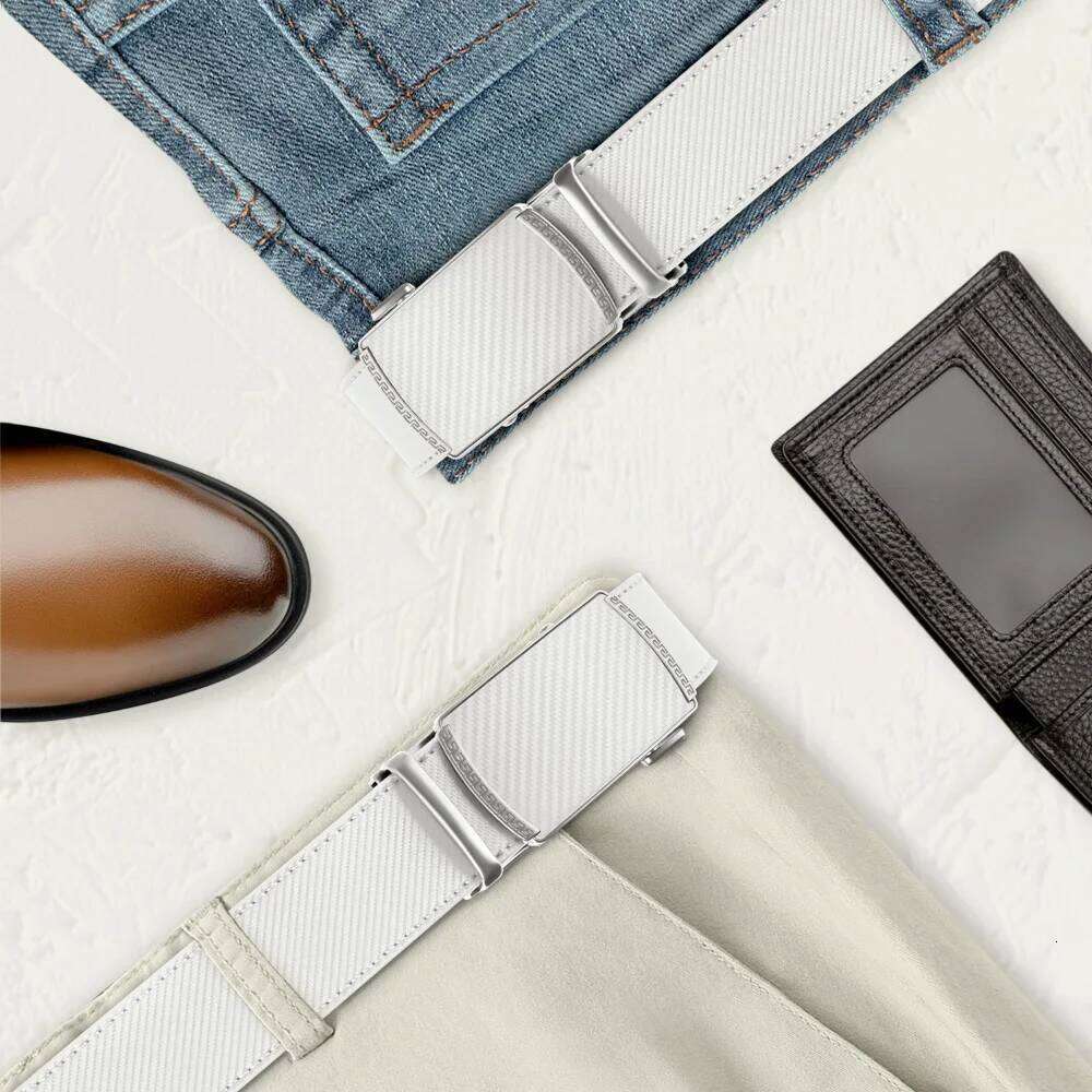 Men's Fashion Metal Alloy Automatic Buckle Adult Leather Brand Jeans Business Belt Y260225