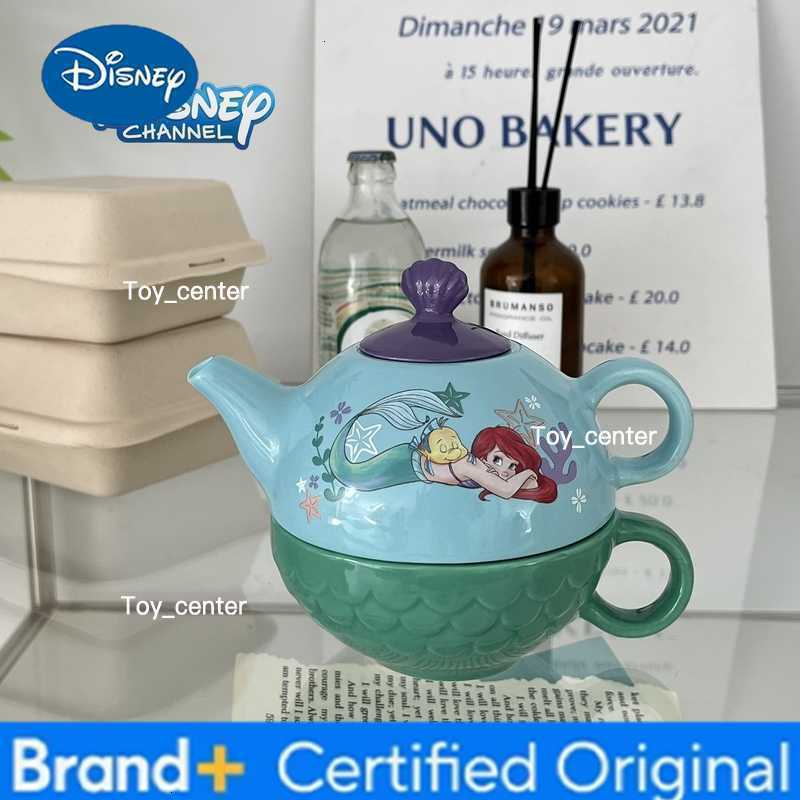 Disney Mermaid Princess Teapot Mug Set Cartoon Belle Princess Ceramic Teapot Afternoon Teapot Tea Pot Tea Set Gifts H260225