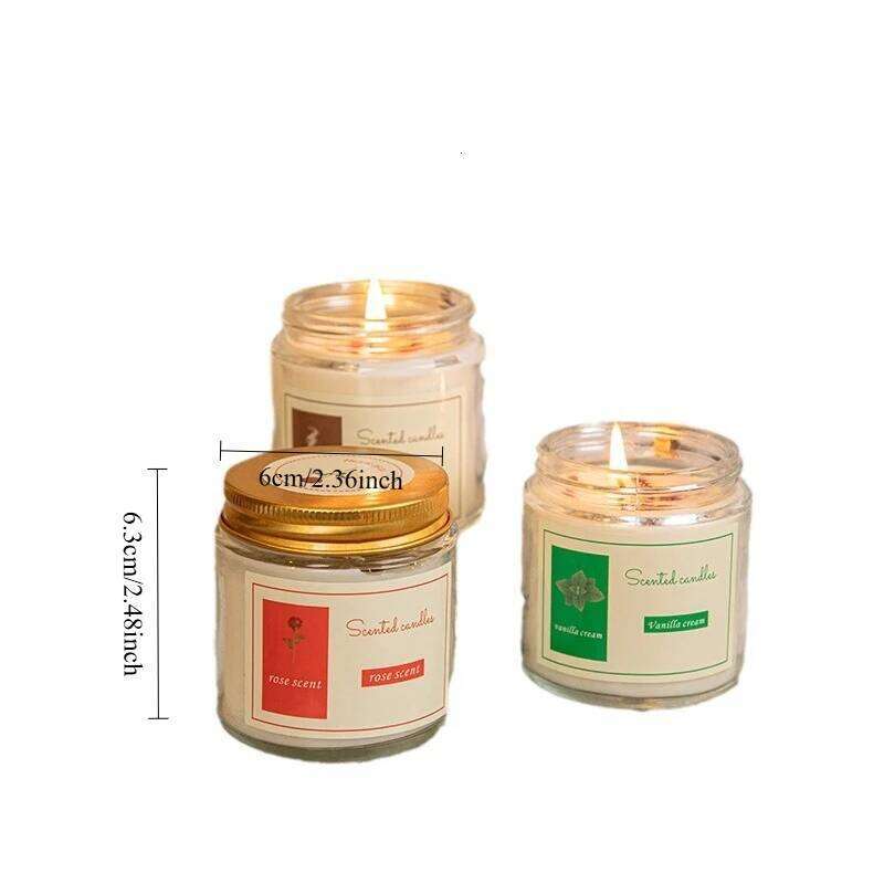 Lavender Scented Candles with Glass Jar Packaging and Gold Lid - Aromatherapy Accents Relaxing Bedroom & Living Room Fragrance H260225
