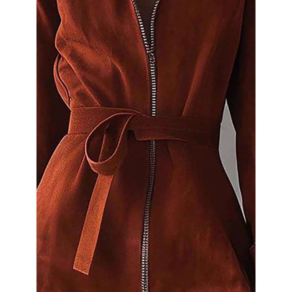 2026 Autumn Women's Long Sleeve Casual Style Polyester Material New Fashionable Half High Collar Zipper Coat XJ260225