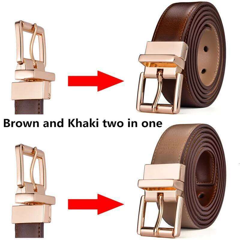 1Pcs Mens Reversible Leather Dress Casual Belts Men 2.8cm Wide One Reverse for 2 Colors Y260225