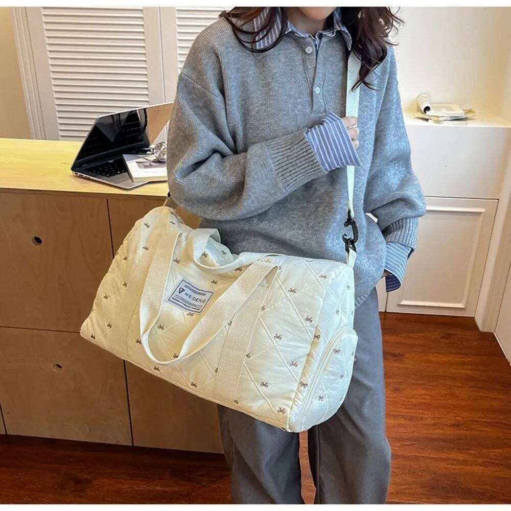 New Large Capacity Tote Bag Waterproof With Shoe Compartment Sport Bags Bow Multi-functional Handbags Travel Y260225