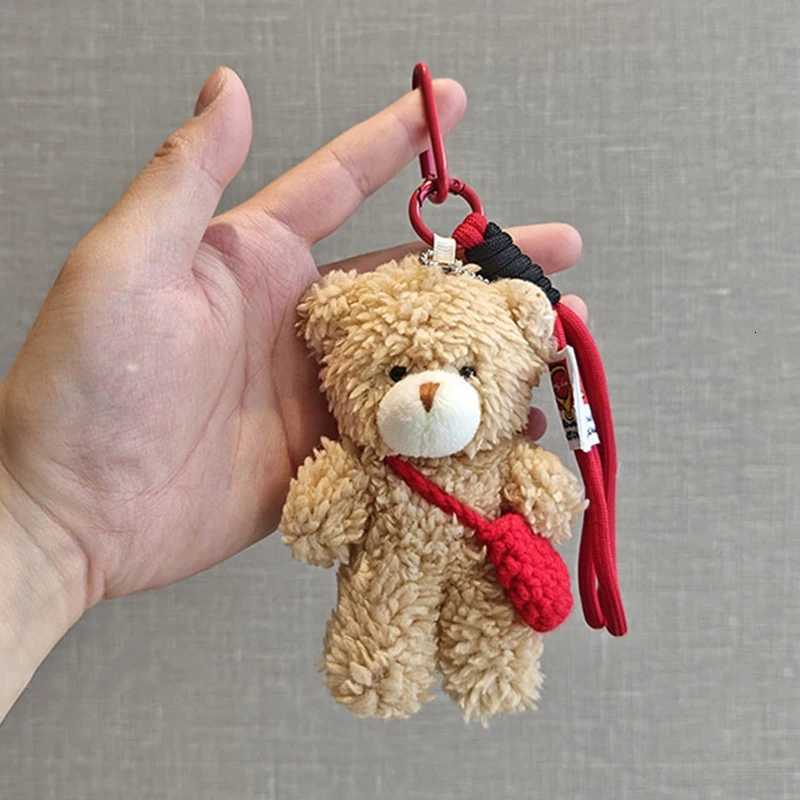 Cute Red Bag Bear Knot Rope Keychain Pink Blue Paired Bears Plush Doll Car Key Chain Christmas Scarf Bear Backpack Key Chain H260225
