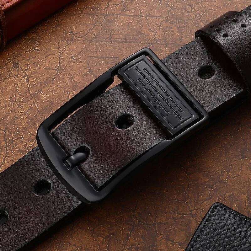 New leather retro fashionable metal alloy needle buckle adult luxury brand jeans business casual waist men's belt Y260225