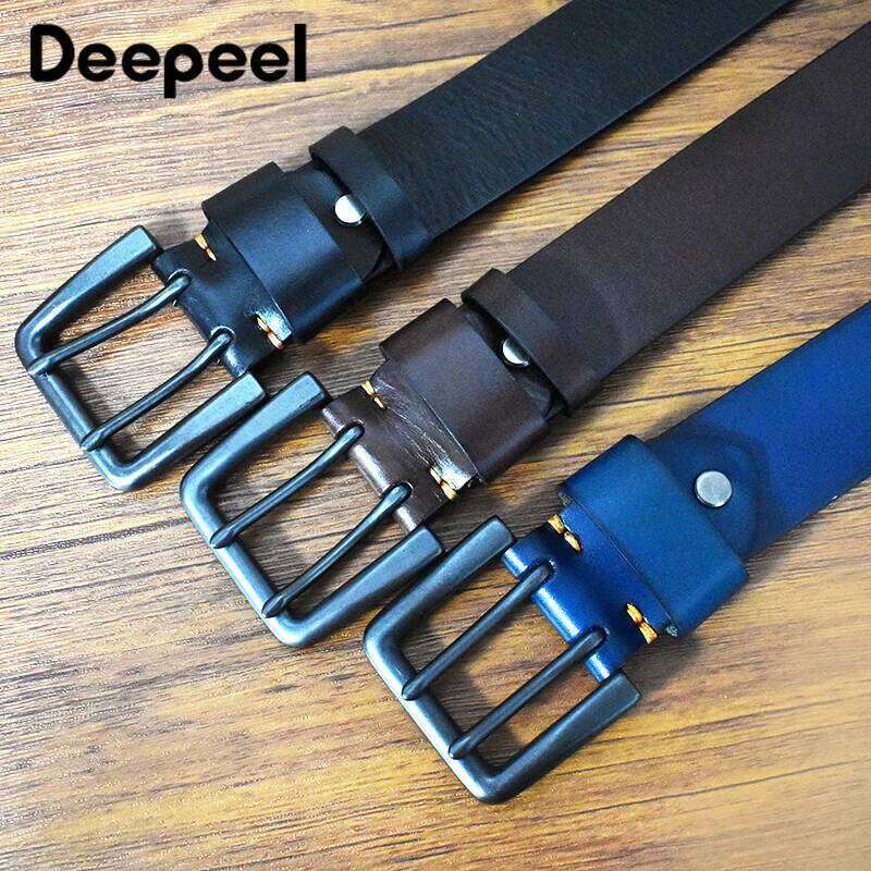 4.3cm*105-125cm Men's Cowskin Belt Genuine Leather Crafts Jeans Belts Double Pin Buckle Luxury Designer Waistband for Men Gift Y260225