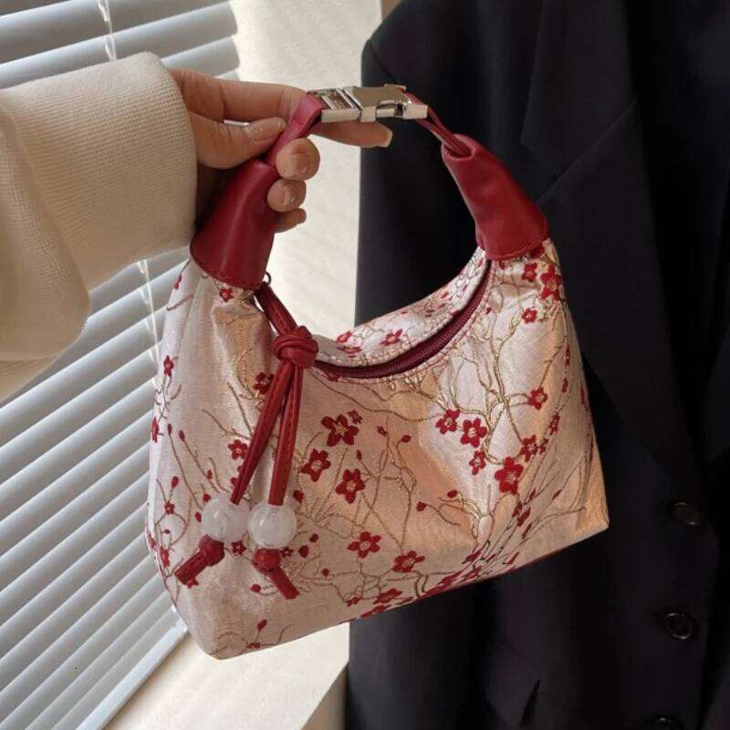 Casual Embroidered Chinese Style Purses Canvas Hanfu Embroidery Handbag Zipper Crossbody Cheongsam Bag Party H260225
