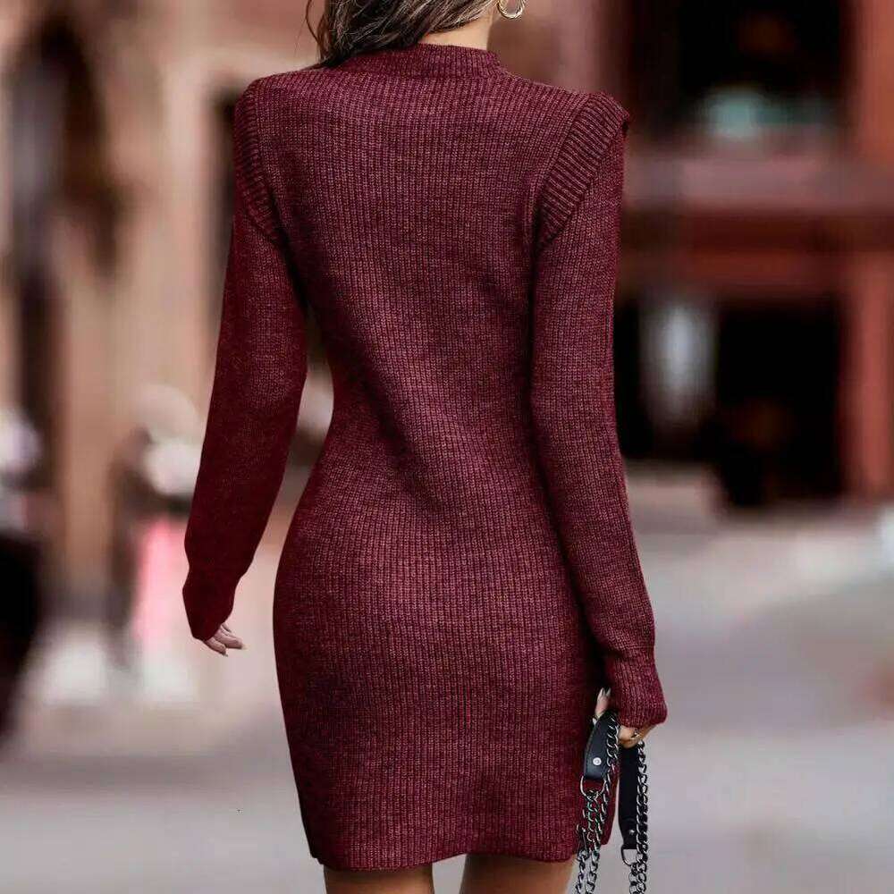 Fashion Thickened Mini Autumn Winter Ribbed Slim Fit Knitted Dress Female Clothing XJ260225