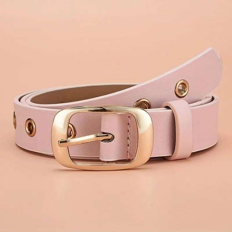 1pc New Women's Fashion Metal Eyelet No Punching Hollow PU Leather Paired with Jeans Belt for Men and Women Y260225