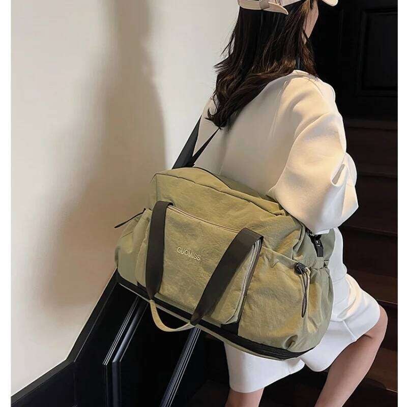 Foldable Travel Expandable Large Capacity Luggage Stylish Portable Dry-Wet Separation Multi-Functional Sports Fitness Bag Y260225