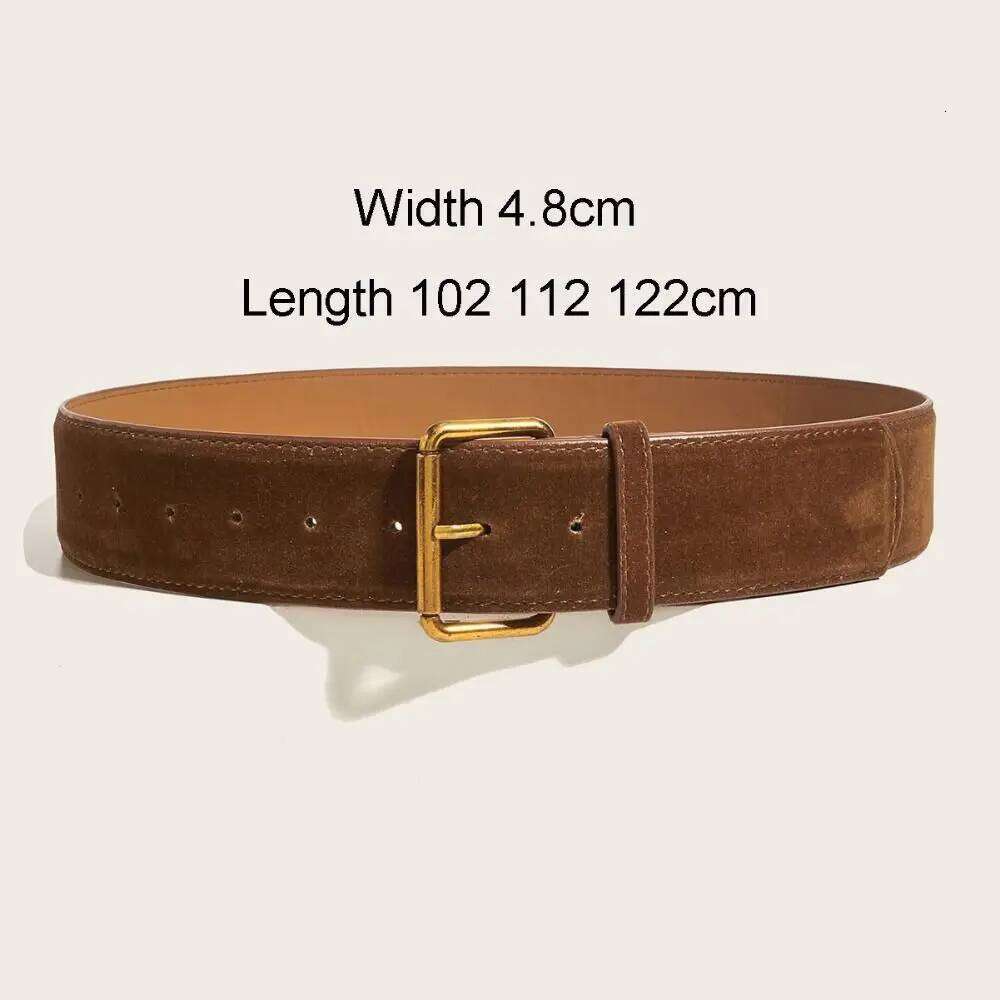 Women Luxury Design Suede Leather Wide Belt Casual Versatile Business Waist Strap Trendy Pin Buckle Waistband Y260225