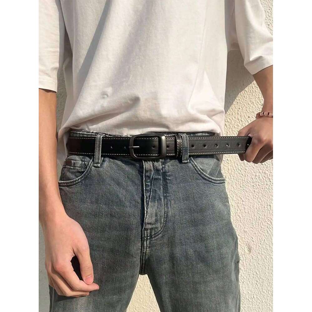 Simple MEN'S Metal Pin Buckle PU Leather Jean Casual High Quality Belt for Men Pants Y260225