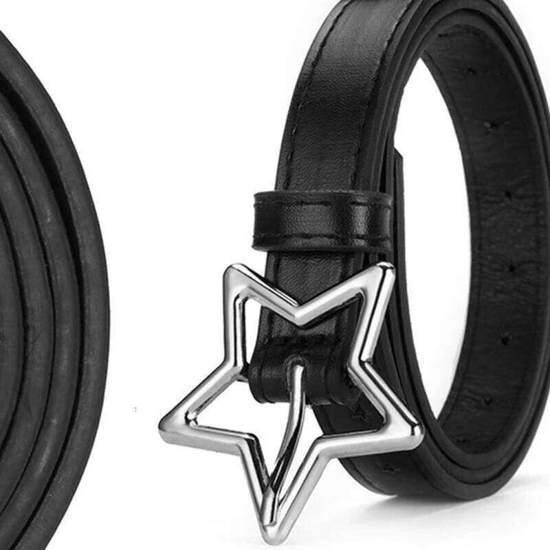 Harajuku Teens Belt with Alloy Star Buckle Light Luxurious Personality Waist Belts for Women Girls Coat Dress Y260225