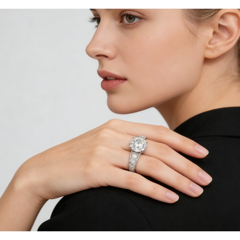 Classic Moissanite Engagement Ring Women Minimalist Niche Design Fashion Wedding Band Fine Jewelry For Ladies Showcase Elegance