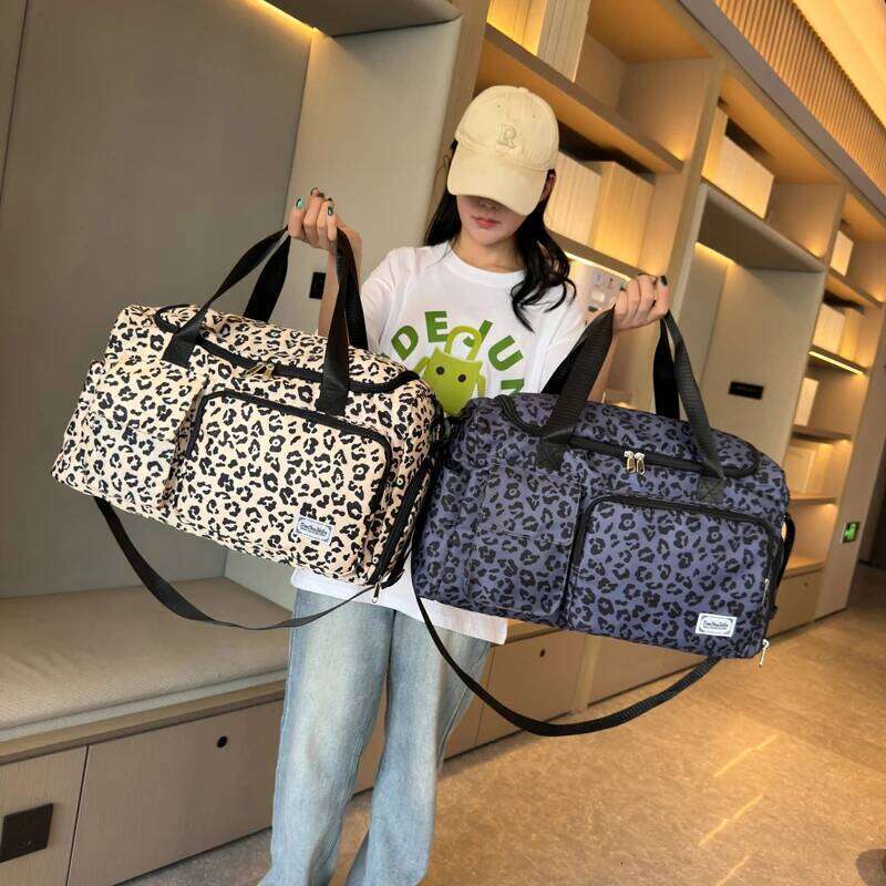 Classic Leopard Print Large Capacity Leisure Luggage With Multiple Pockets And Shoe Compartment Sports Fitness Travel Bag Y260225