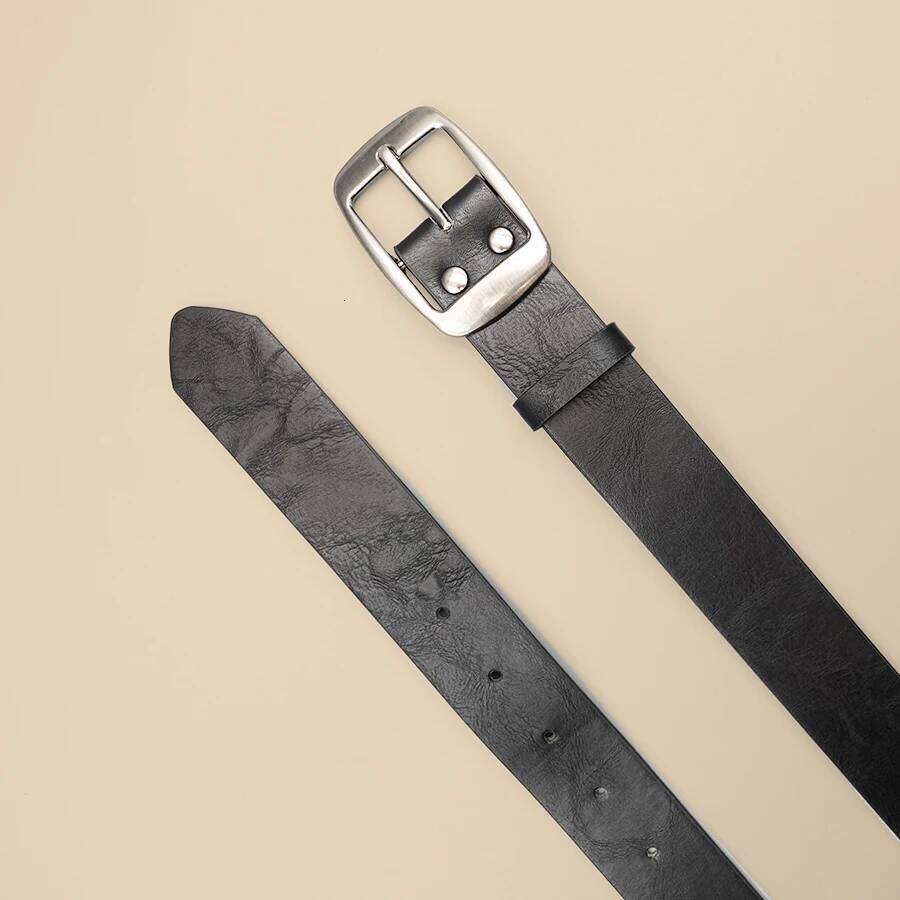 Classic Black Silver Pu Leather Thin Casual Needle Buckle Belt Pants Jeans Decoration Y260225