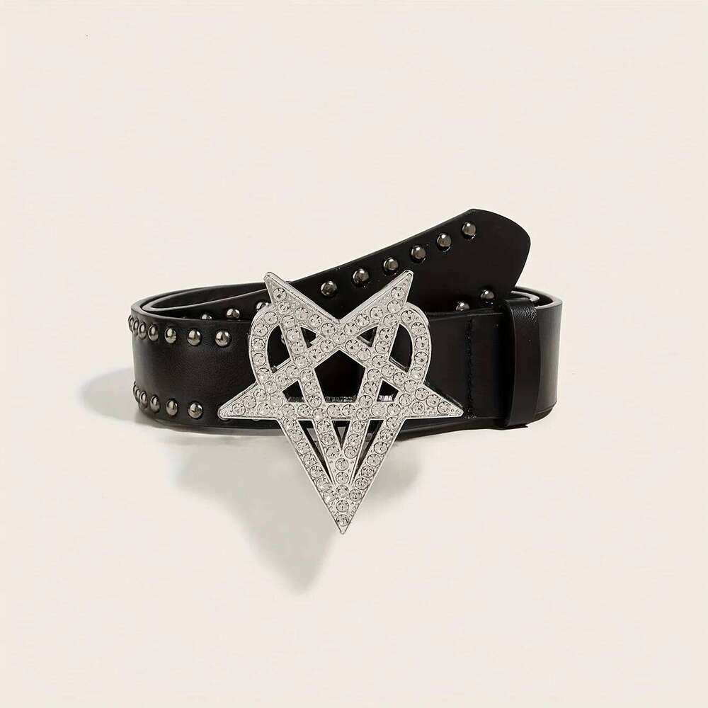 Men's y2k punk five-pointed star buckle casual black denim style versatile decorative belt suitable for daily travel men' Y260225
