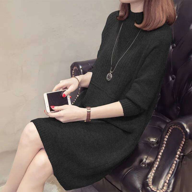 IOQRCJV Turtleneck Sweater Dress 2023 Women Fashion Autumn Winter Knitted Pullovers Sweaters Long Sleeve Jumper Pull Femme S184 XJ260225