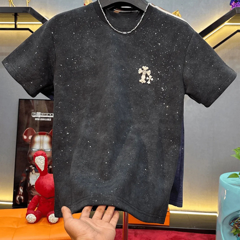 New Fashion Star T-shirt Pattern Round Neck Short Sleeve Lightweight Outdoor Sports T-shirt Summer Shirt Sweat Absorbent Tight High Quality Clothing F