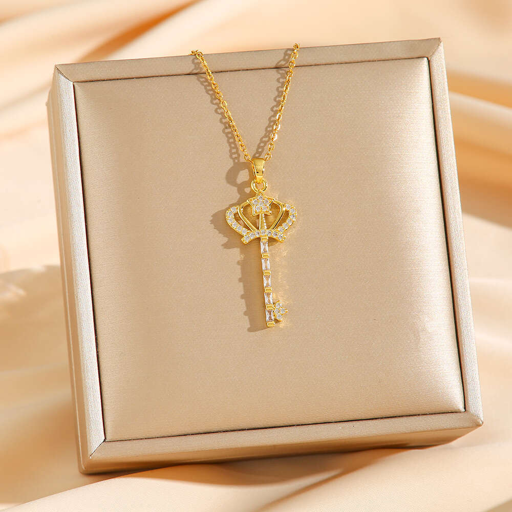 Crown Key Light Luxury Cross-Border Party Wedding Necklace for Women Popular Versatile Clavicle Chain