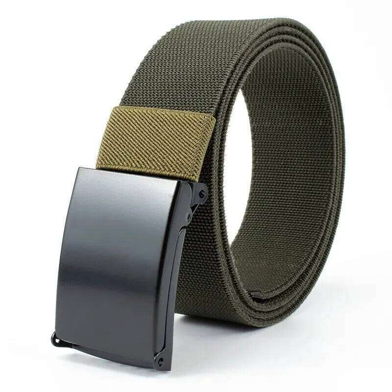 Men's Nylon Tactical Metal Buckle Elastic Outdoor Training With Pants Jeans Belt Leisure Woven Belts Unisex Y260225