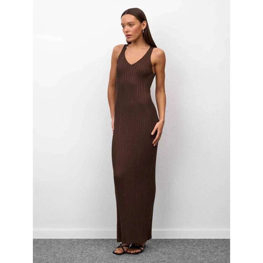 Blubelle Women's Sleeveless Knitted Dress Strap Summer Fashion Wide Shoulder Inner Long Skirt Slim Fit Casual Dresses XJ260225