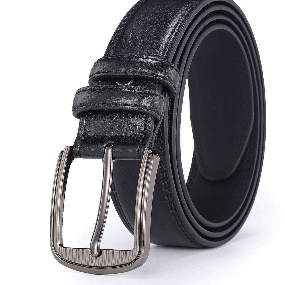 Men's cowhide pin buckle fashionable versatile pure leather pinhole belt new multi-colour red blue black brown yellow Y260225