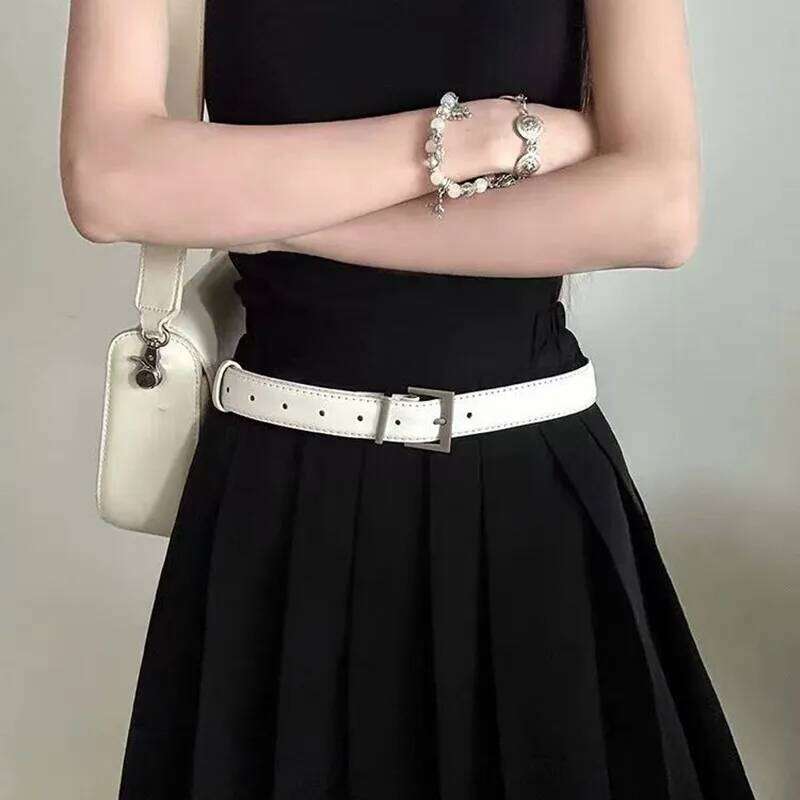 Korean style belt, 2025 new autumn winter, fashionable and simple, minimalist oxygen feel, decorative white belt Y260225