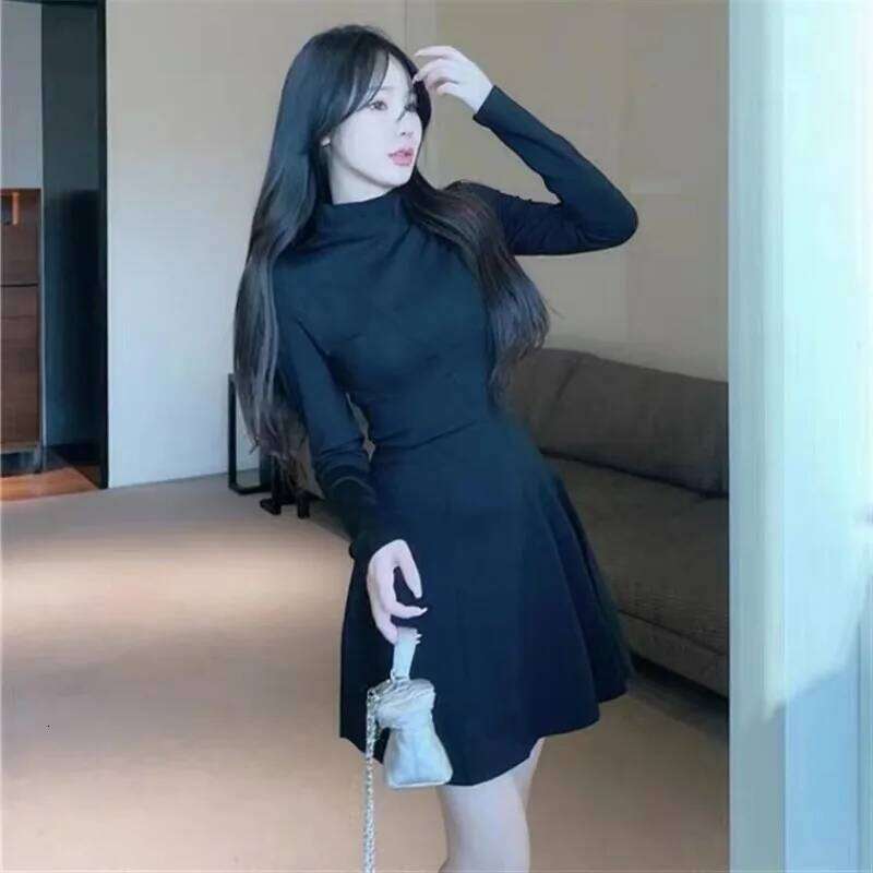 Half Turtleneck Waisted Inner Dress Women's Coat Spring Autumn Bottoming Short Skirt XJ260225