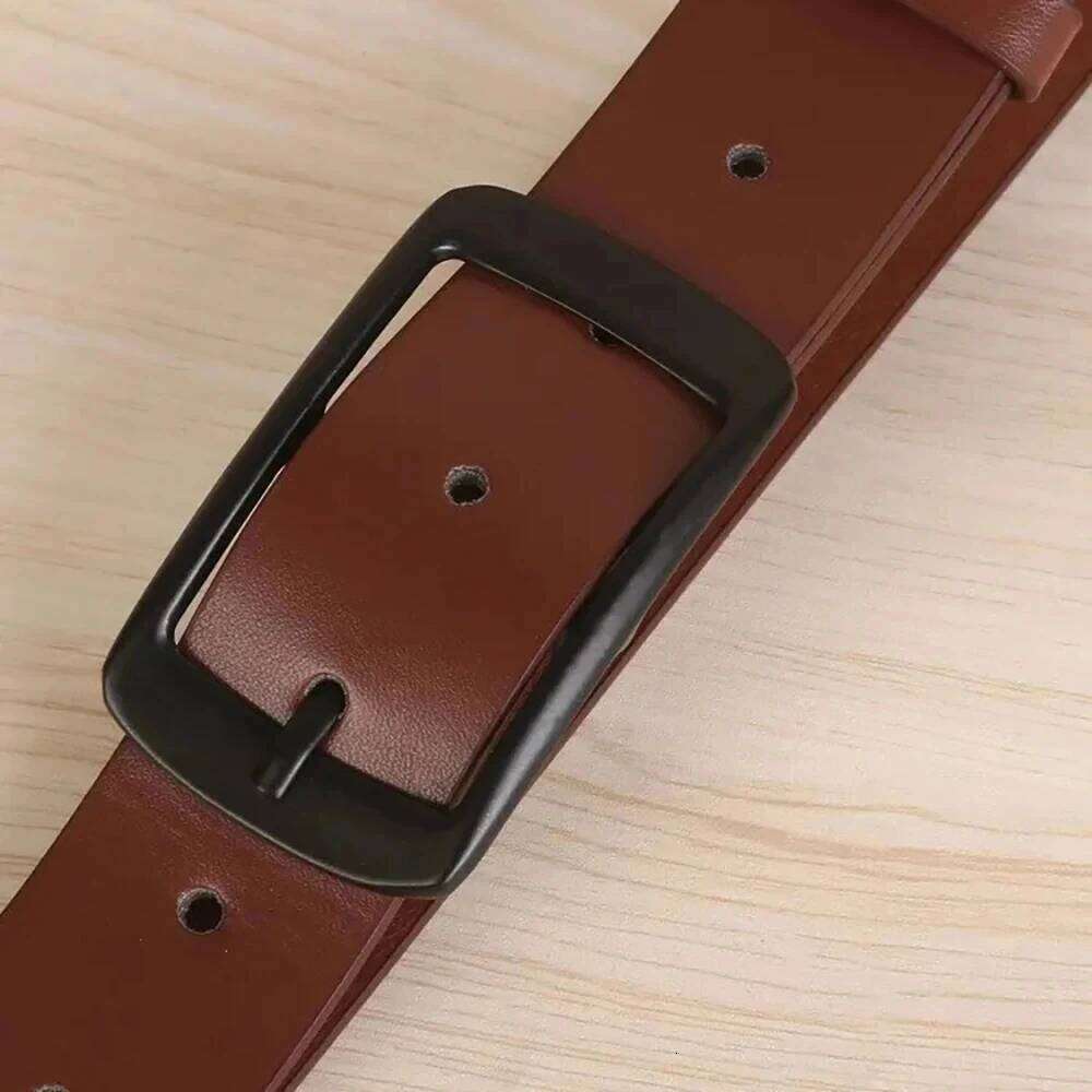 1pc Men's Classic PU Leather High End Authentic Fashion Metal Buckle Women Paired with Jeans Belt Unisex Y260225