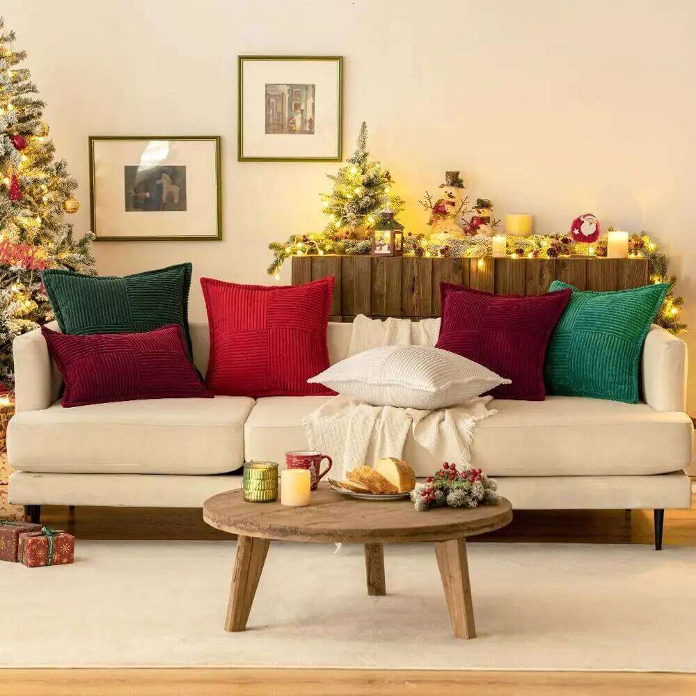 Bohemia Cushion Cover 45x45cm Christmas Corduroy Throw Pillow Covers Boho Decorative Soft Pillowcase Striped Texture For Sofa