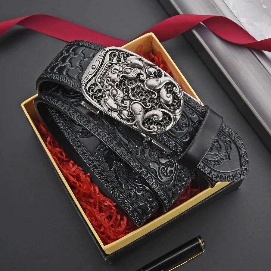 New Genuine leather retro luxury brand fashion trend business belt for men's gift Y260225