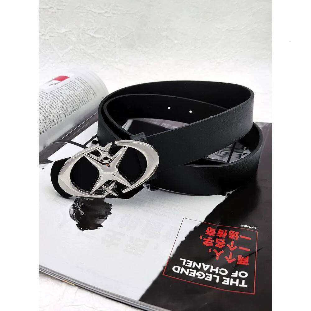 New trend design double crescent cross star buckle PU with jeans skirt fashion versatile belt Y260225