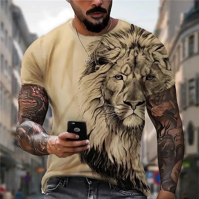 Luxury Brand Designer Clothes Clothing Animal Tiger Pattern Printed T-Shirt For Men, Hip-Hop Retro 3D Three-Dimensional Print, Breathable Mesh Short S