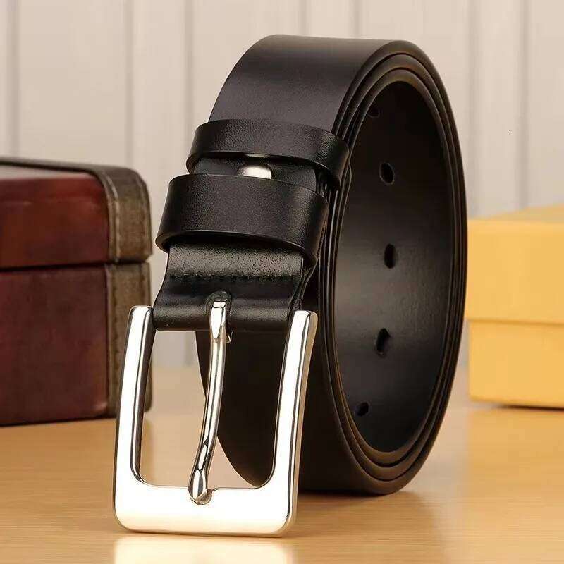 3.8cm Stainless Steel Buckle Anti Allergy Men Strap Genuine Leather Casual High Quality Belt Vintage Original Cowhide Y260225