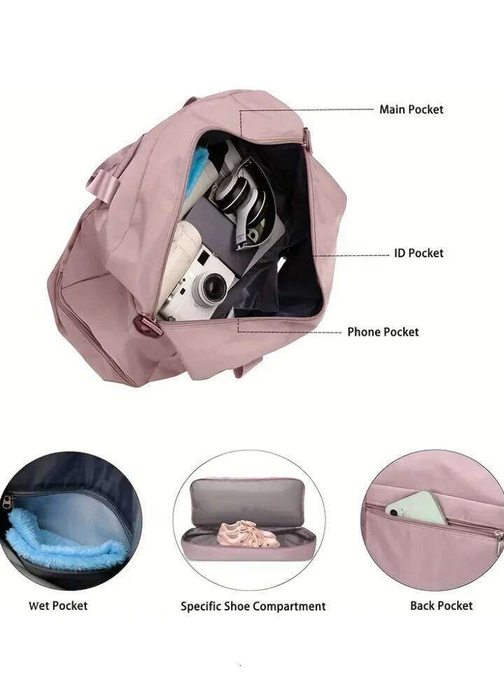 Expandable Travel Duffle for Women, Sports Handbag, Fitness Bag, Large Capacity, One Shoulder Weekend Overnight Bag Y260225