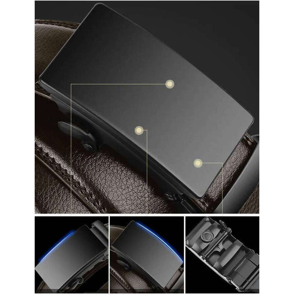 Black Men's Business Belt - Luxury PU Leather Waist Strap, Automatic Buckle, Famous Brand, Ideal for Jeans Y260225