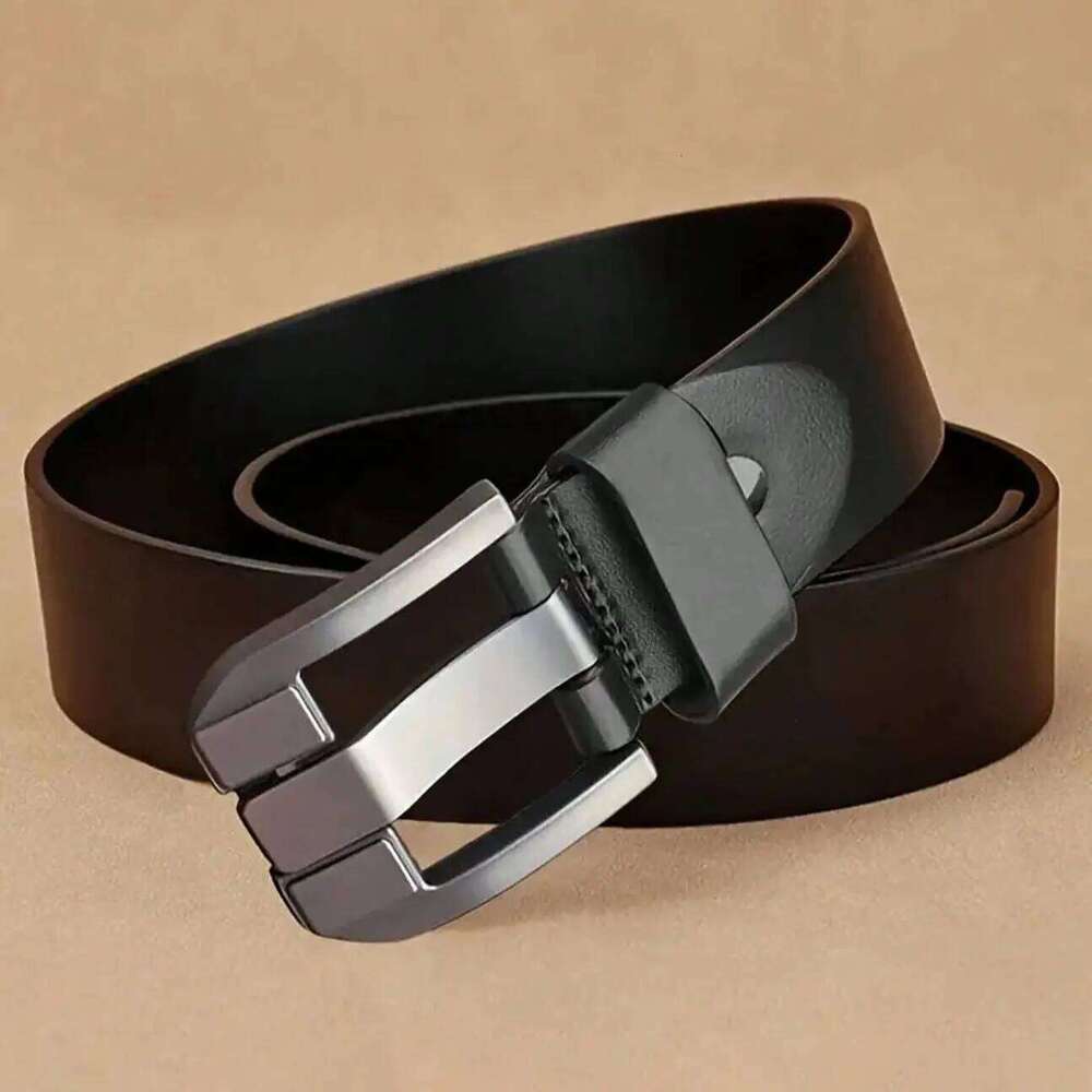 New Classic Luxury Vintage Men's Leather Belt Black PU Material with Square Alloy Buckle - Perfect for Casual or Business Wear Y260225