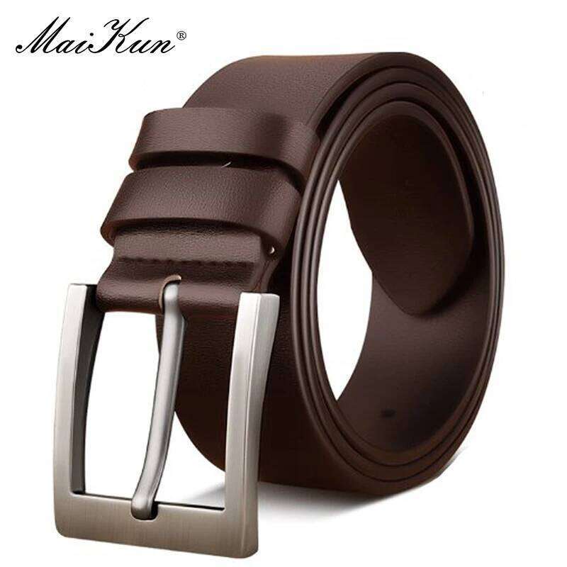 MaiKun Men's Genuine Leather Classic Black Fashion Waistband Alloy Pin Buckle Belt For Casual And Formal Wear Y260225