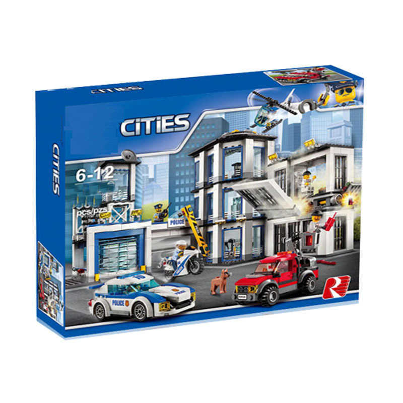 City Police Series Police Bank Chase Police Station Helicopter Truck Boy Building Block Toys Childrens Educational Toys X260225